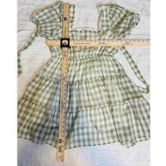 Mine Green and white checkered Dress Size Large - Picture 7 of 12
